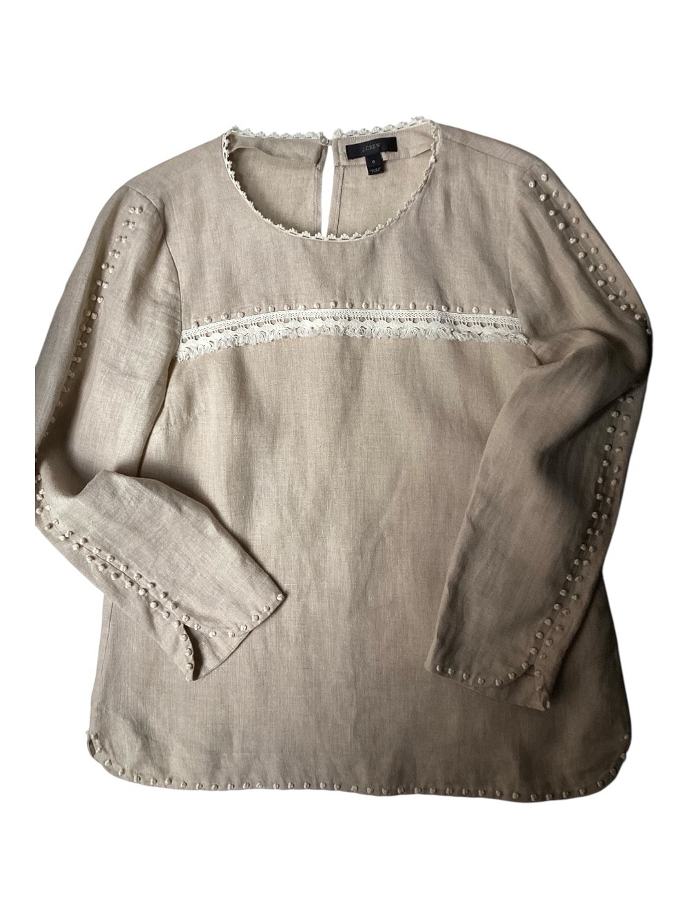 J Crew Embroidered Linen Top